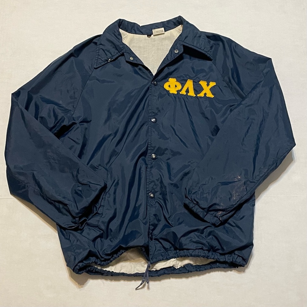Vintage Phi Lambda Chi Fraternity Blue Button Jac… - image 1